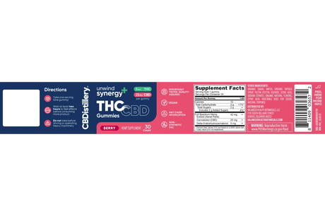 CBDistillery Unwind Synergy THC and CBD Gummies, 5mg THC and 25mg CBD image 2