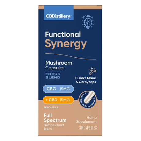 CBDistillery Functional Synergy Focus Mushroom Capsules 15mg CBG and 15mg CBD, 30ct image 2