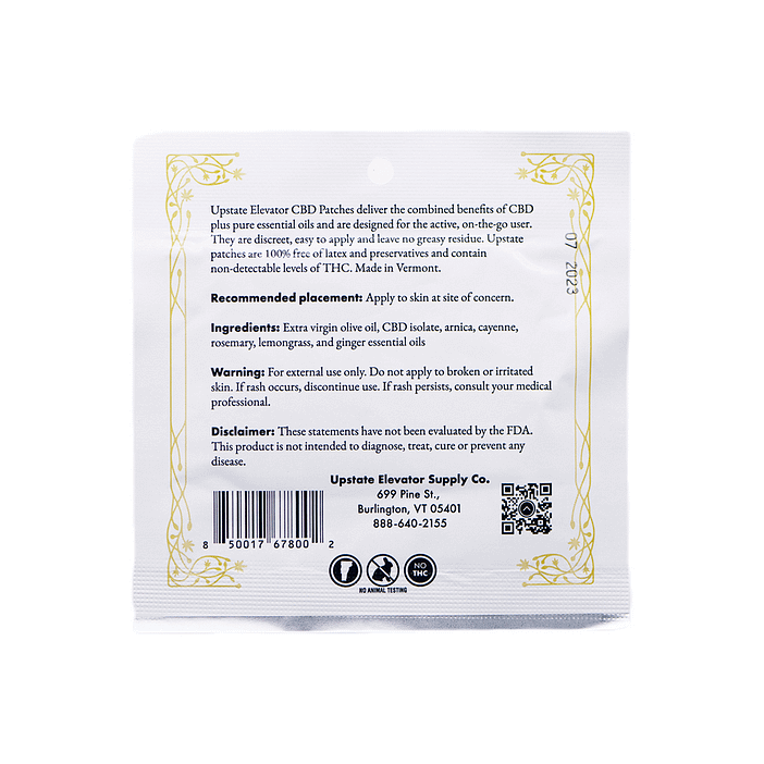 Upstate Elevator Supply Co. CBD Muscle and Joint Essential Oil Patch 10 mg image 2