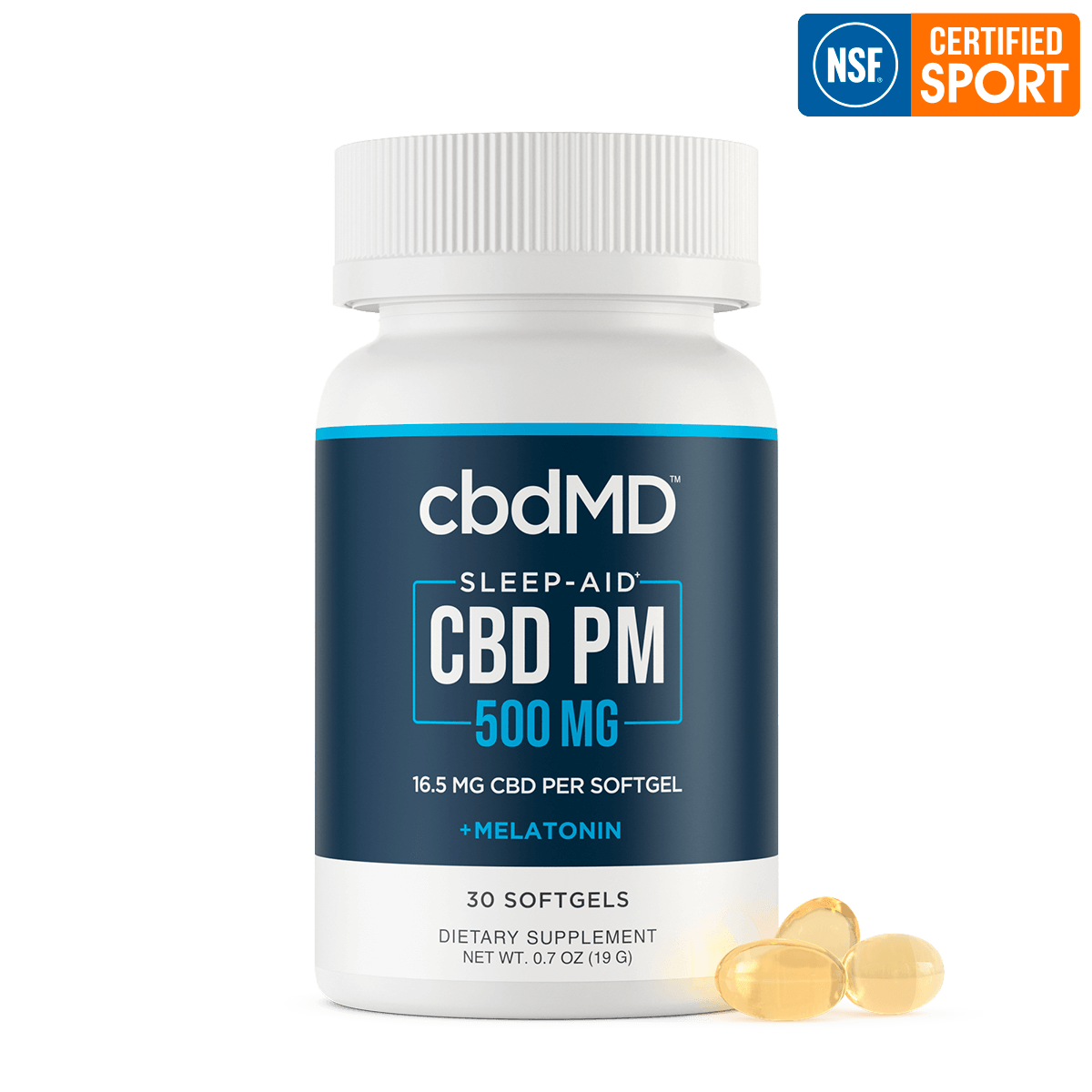 CBD PM Softgel Capsules - 500 mg - 30 Count logo