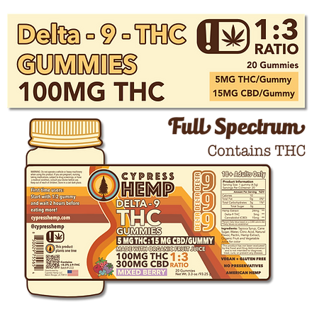 Delta 9 THC 100mg 1:3 Ratio Gummies logo