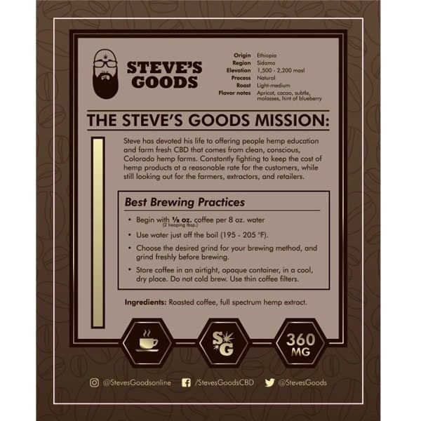 Steve's Goods CBD Coffee 360 mg Fine Full Spectrum Extract Roasted image_2