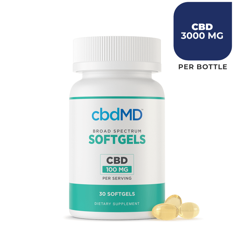 CbdMD CBD Oil Capsules Softgels 30 Count 3000 mg Image