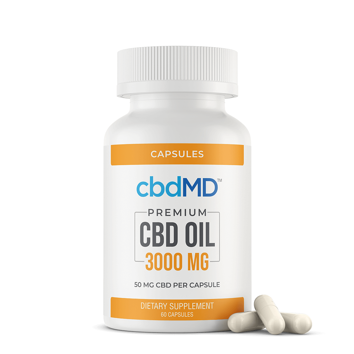 CbdMD CBD Oil Capsules 3000mg, 60 Count