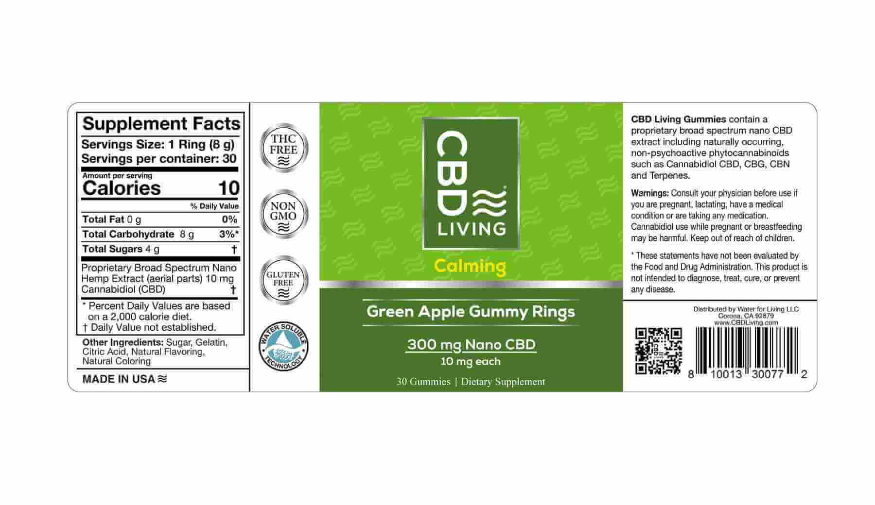 CBD Living CBD Gummy Rings - Green Apple, 300mg image 2