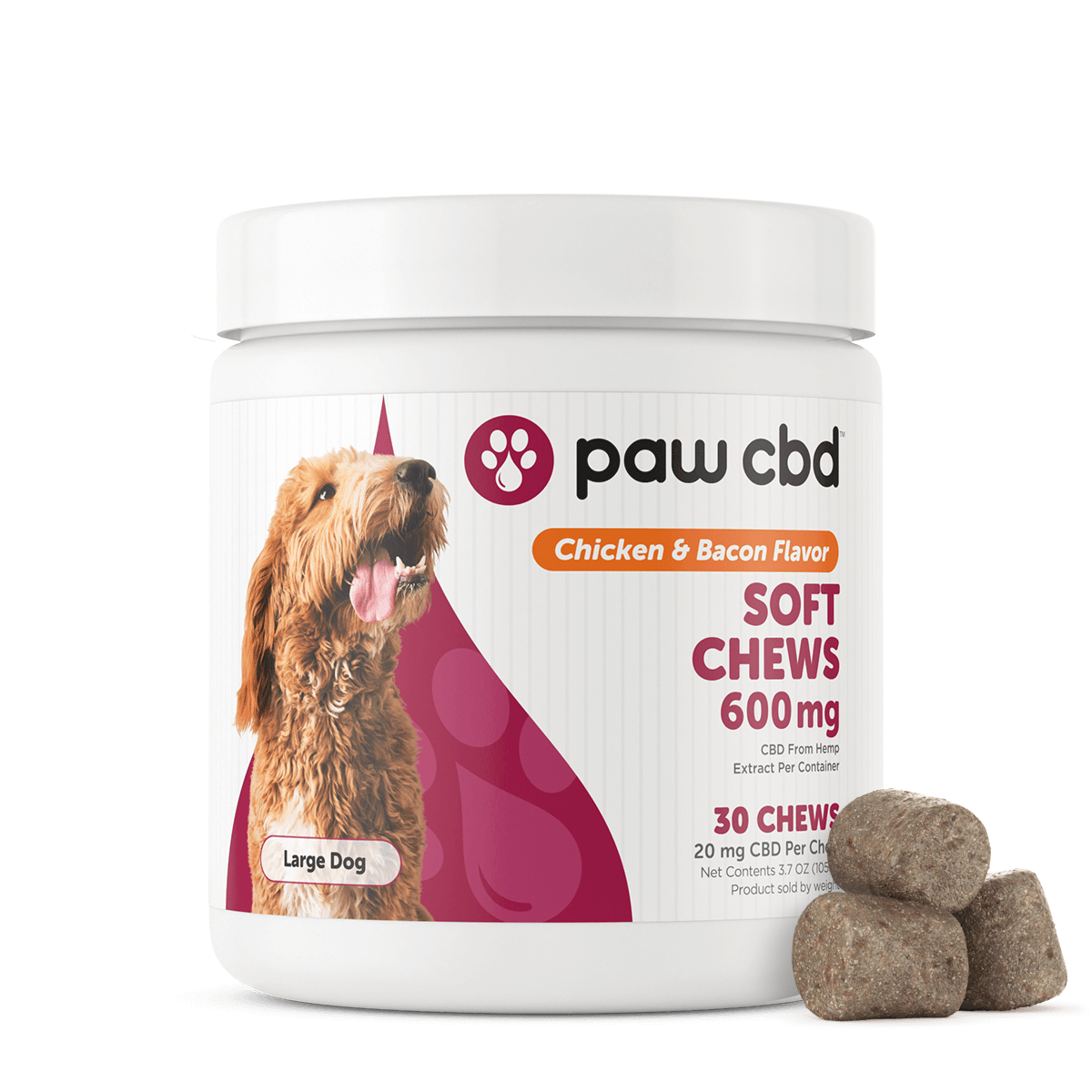 CbdMD Pet CBD Soft Chews for Dogs Chicken and Bacon 600mg, 30 Count