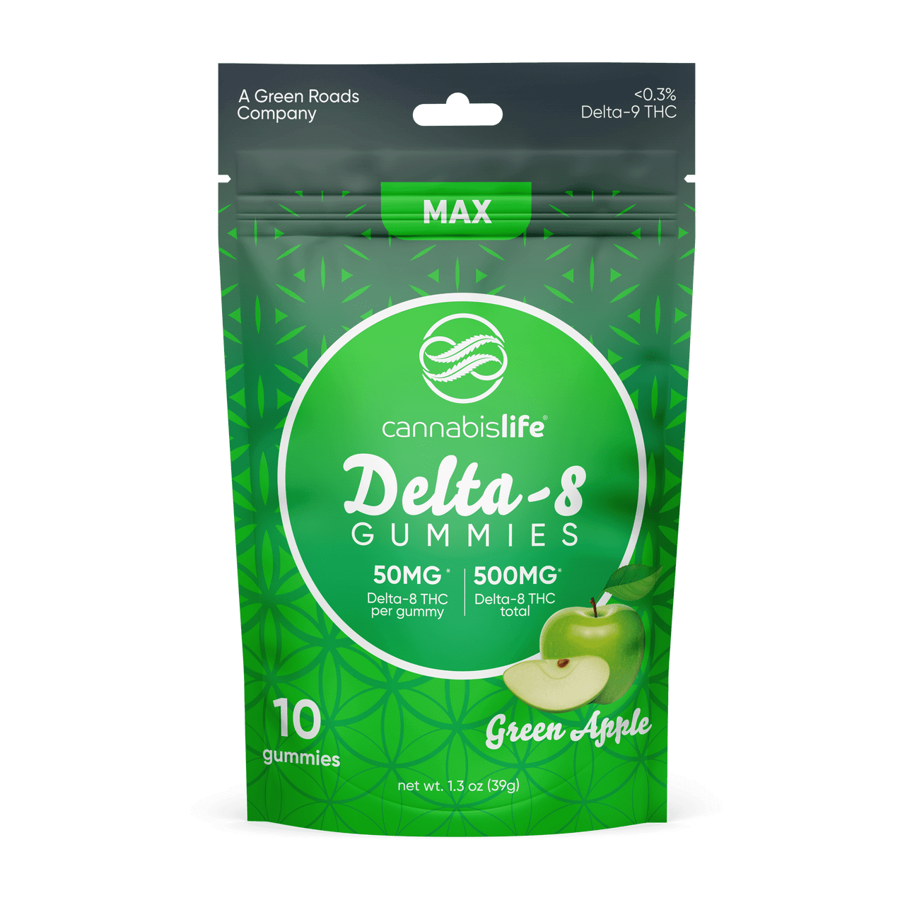 Cannabis Life Green Apple Delta-8 Gummies (10ct) 500mg image