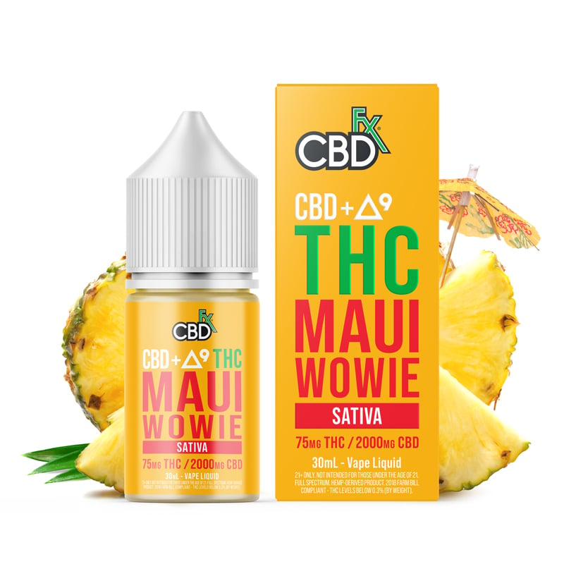 CBD and Delta-9 THC Sativa Vape Juice Maui Wowie logo