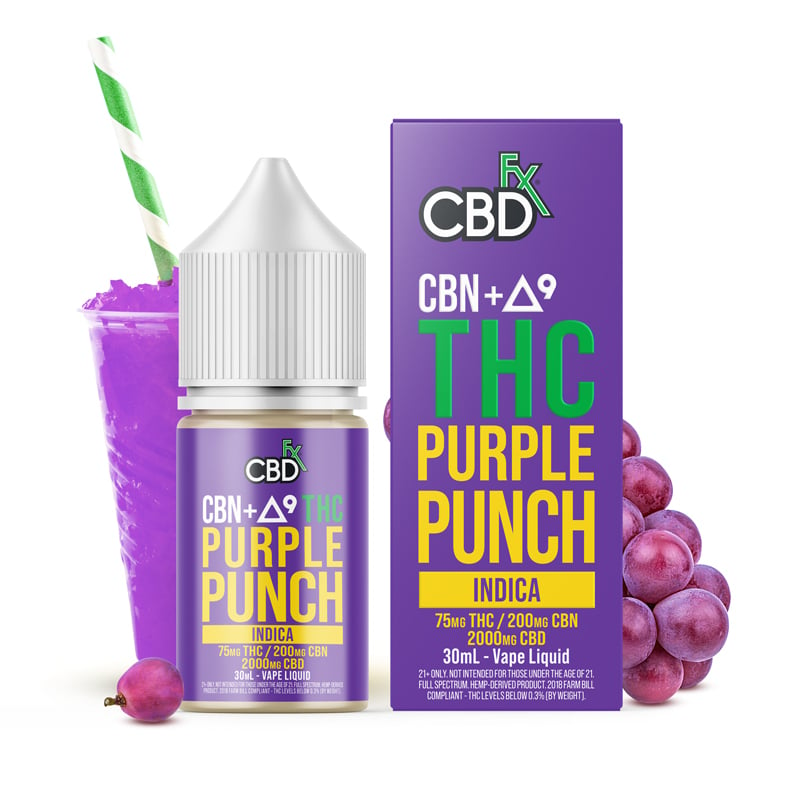 CBN and Delta-9 THC Vape Juice Purple Punch – Indica