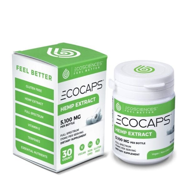 EcoCaps 900 and mg CBD Total per Bottle 30 Vegan Caps logo