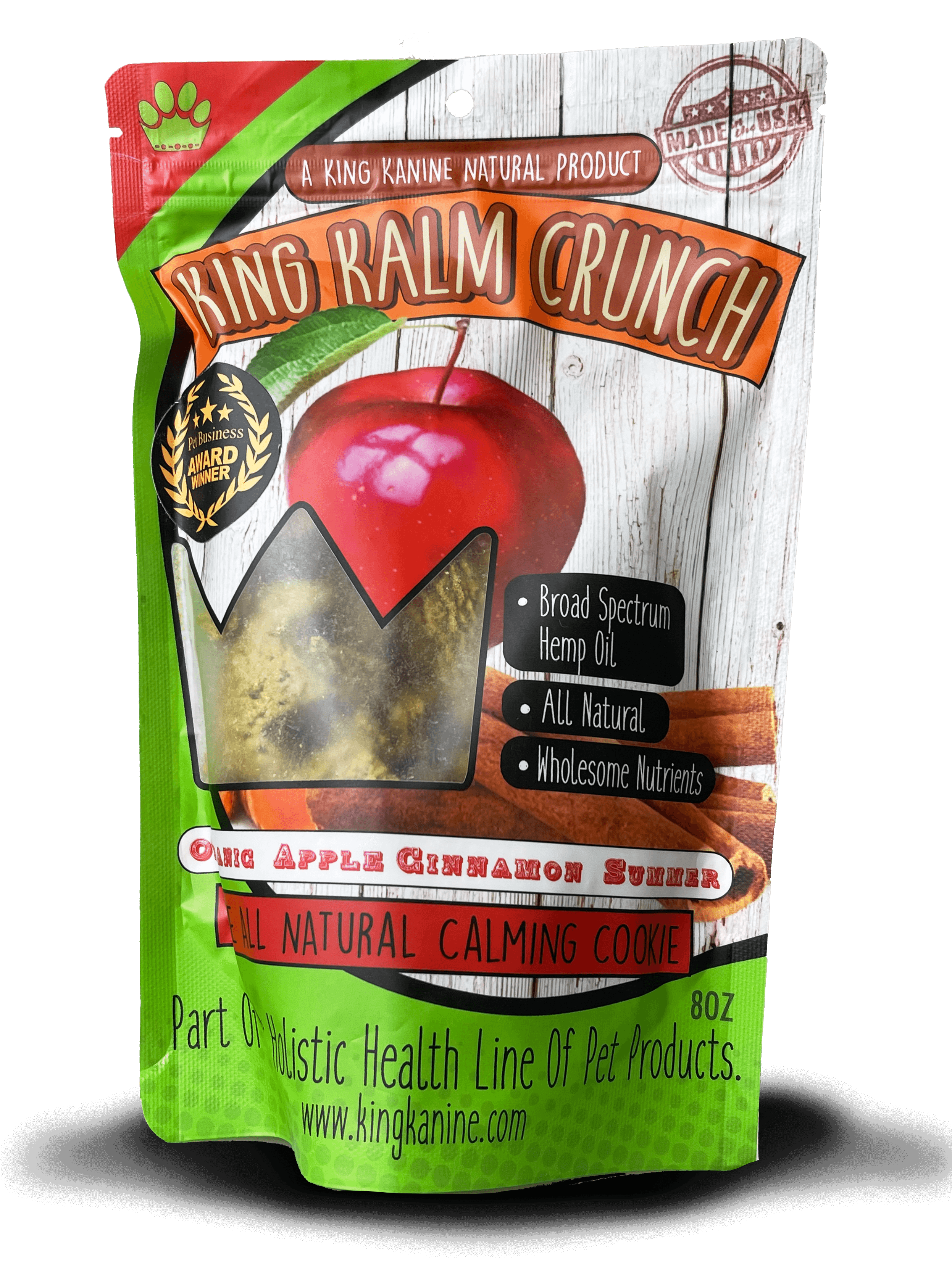 King Kalm Crunch Apple Cinnamon Dog Treats logo