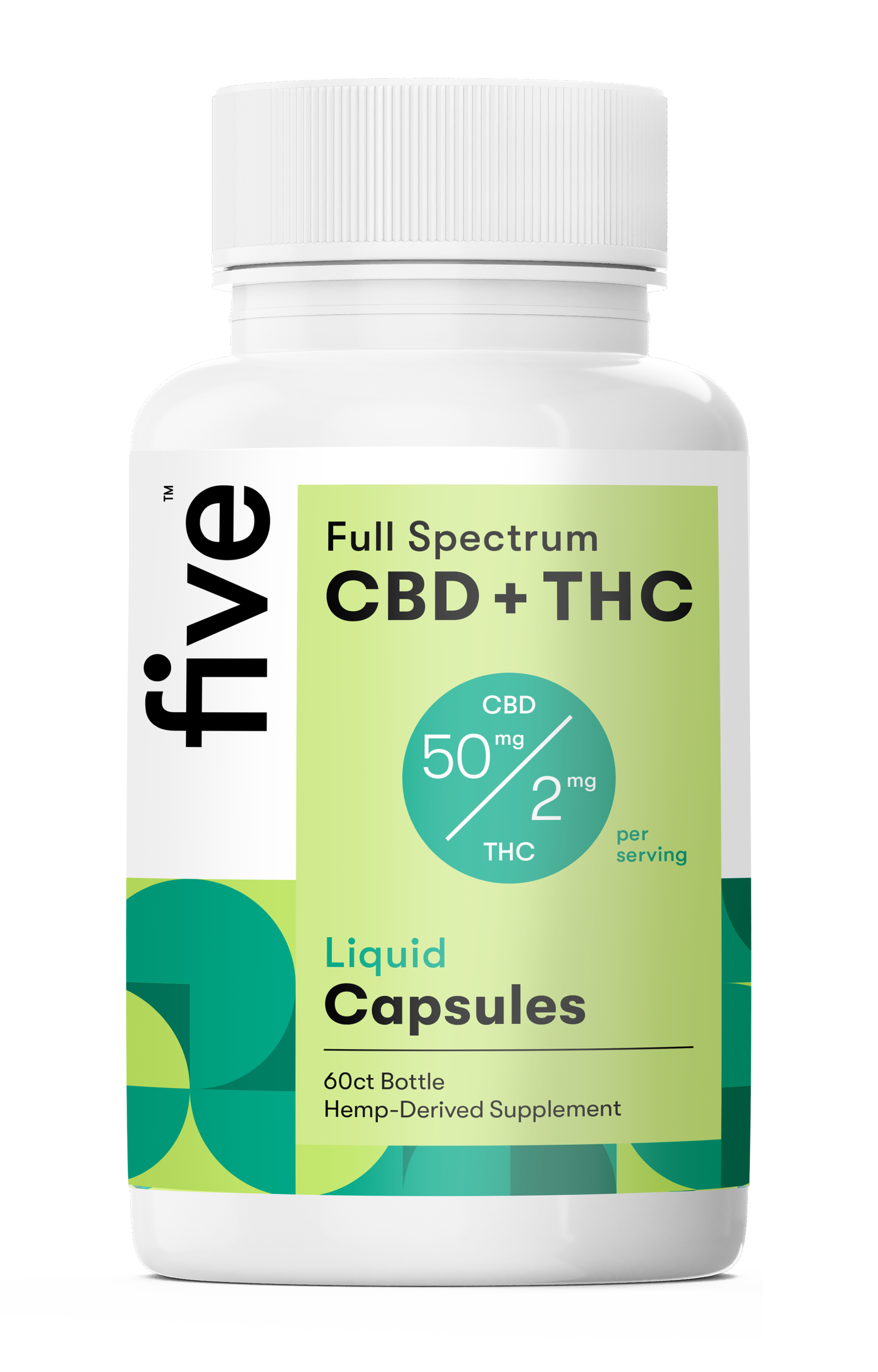 Five Full Spectrum CBD and THC Liquid Capsules