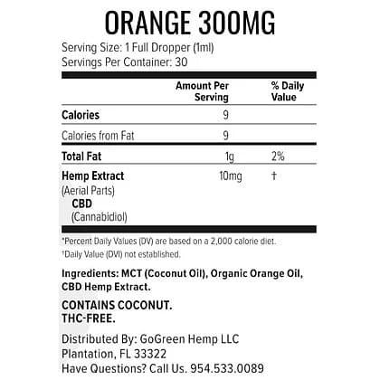 GoGreen Hemp CBD Oil Orange Tinctures 300mg image2
