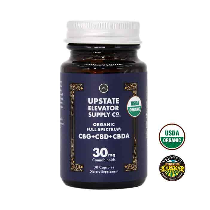 Upstate Elevator Supply Co. Organic Full Spectrum CBG and CBD and CBDA Capsules 600 mg image