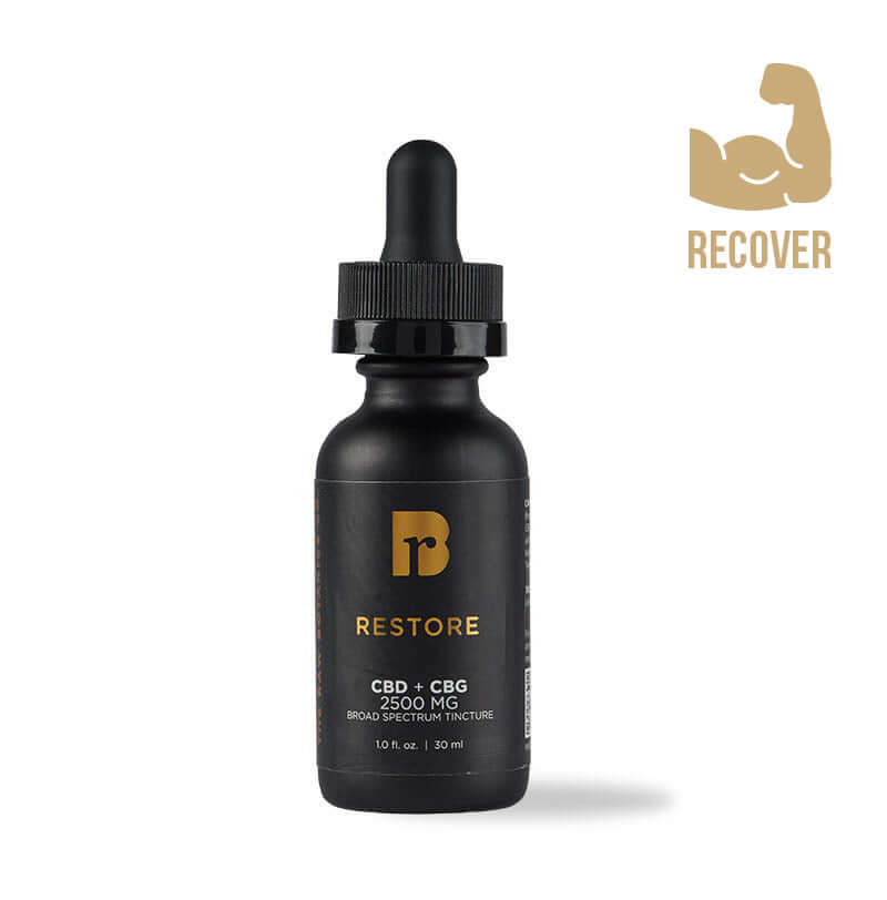 RESTORE Tincture with Ashwagandha, Cordyceps, Turkey Tail Mushroom, Turmeric, CBD & CBG (2500mg) logo