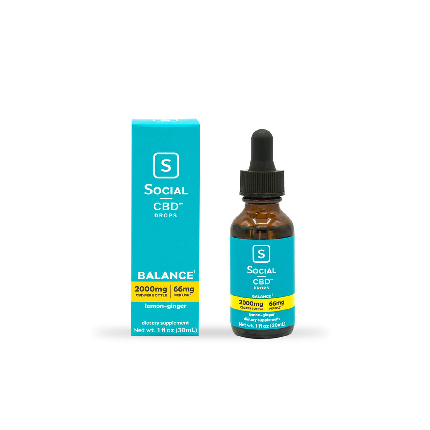 Social CBD Isolate Drops Lemon Ginger 2000 mg image