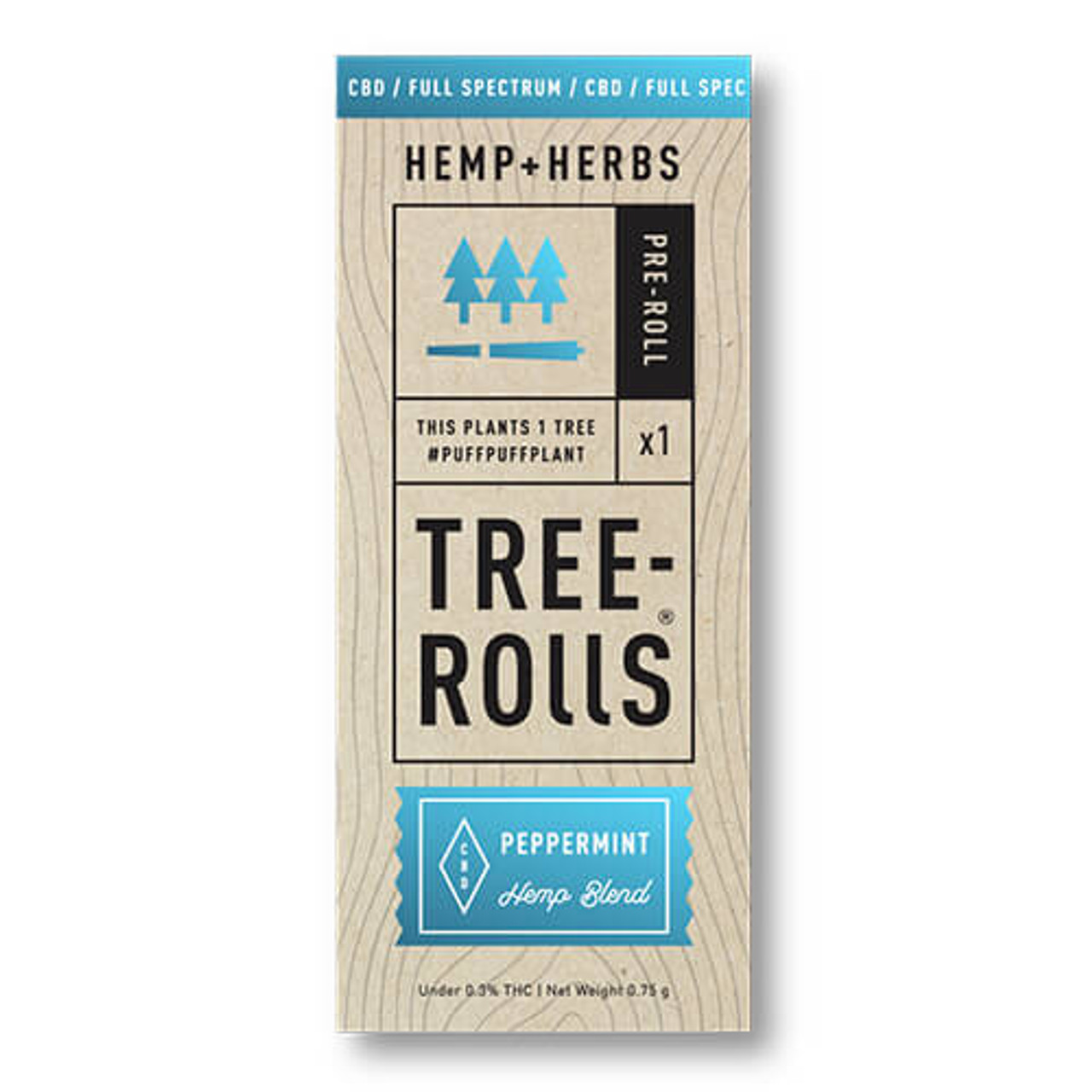 Tree Rolls Hemp Flower Peppermint Full Spectrum Pre-Roll 0.75g