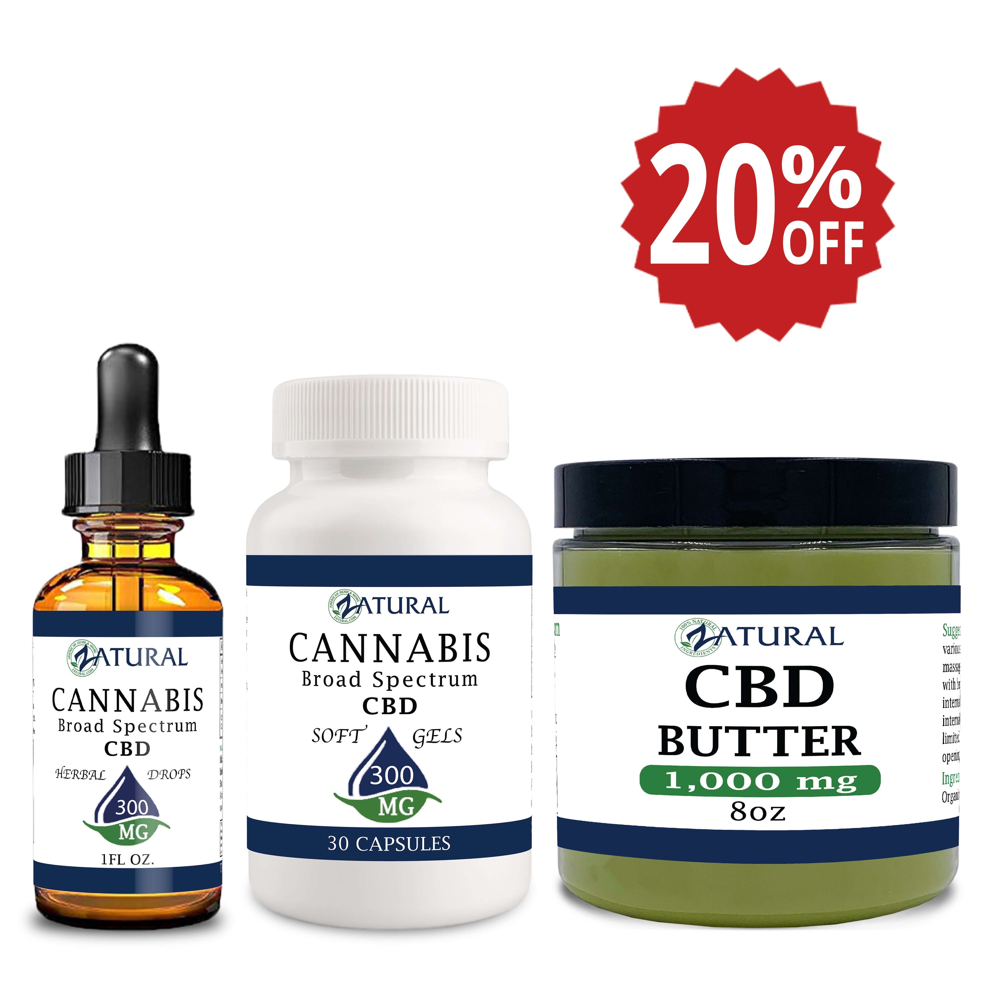 Zatural CBD for Everyday Wellbeing Bundle 1000 mg, 300 mg, 300 mg image